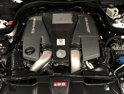 E63 AMG twin turbo V8 engine